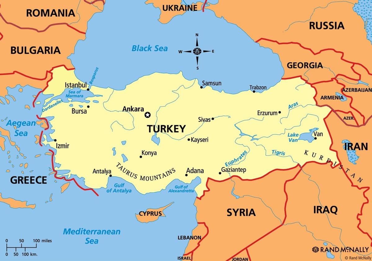 地図のトルコの大陸