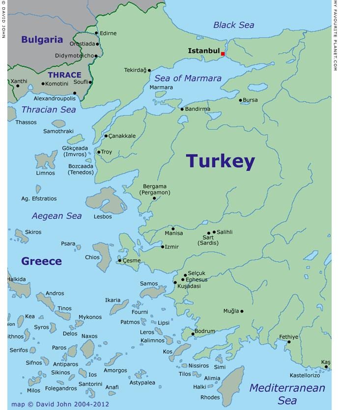 地図をトルコの西海岸