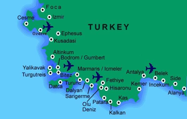 最高のビーチでトルコの地図