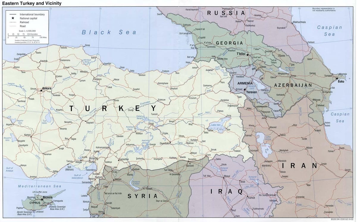 トルコ東部の地図
