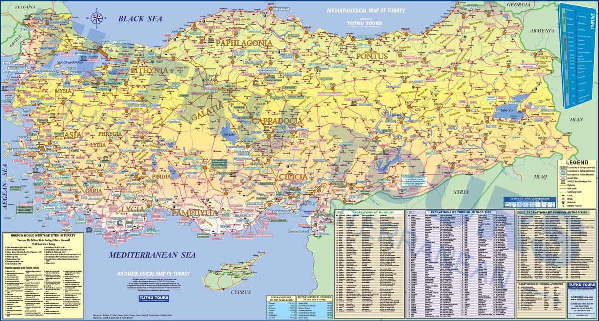 考古学サイトトルコの地図