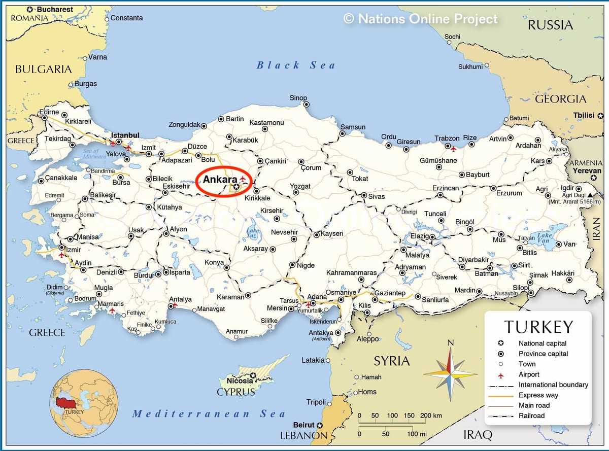 地図の資本トルコ