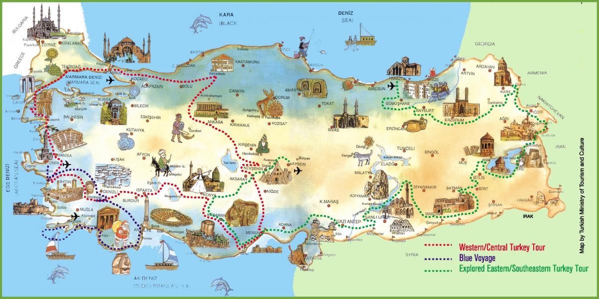 トルコの地図の休日リゾート