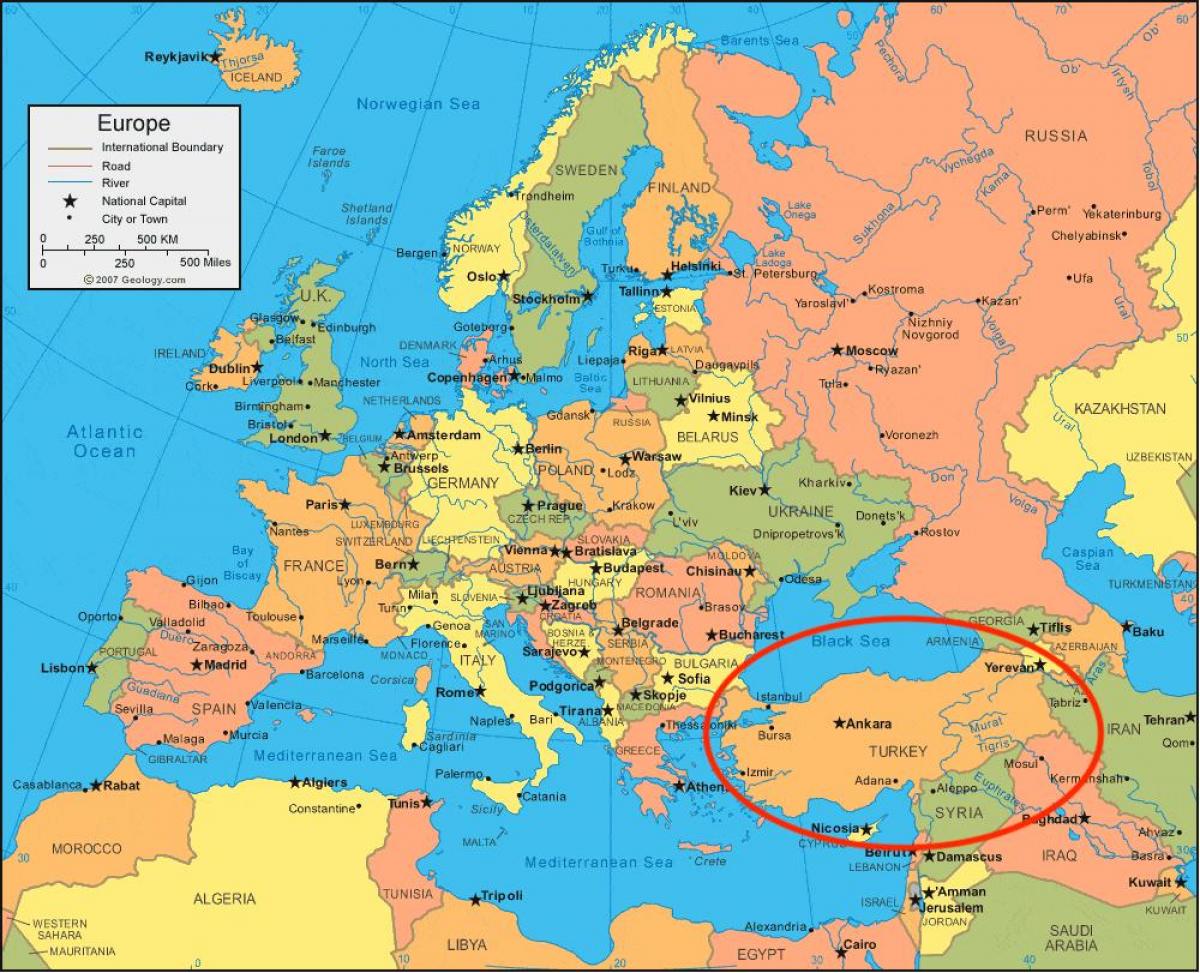 地図のトルコは欧州