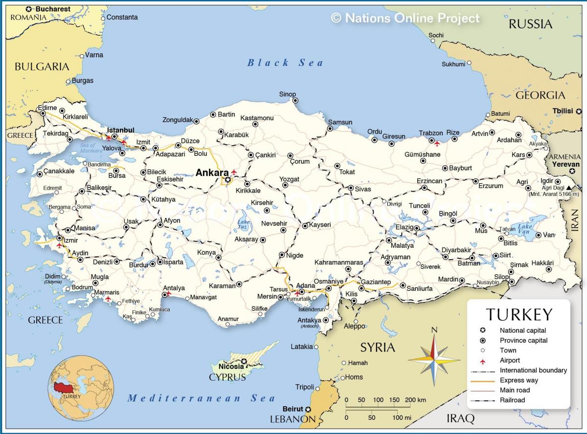 トルコ国地図周辺国