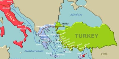 地図のトルコのフェリー