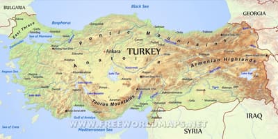 地図のトルコの山
