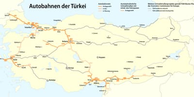 地図のトルコの道