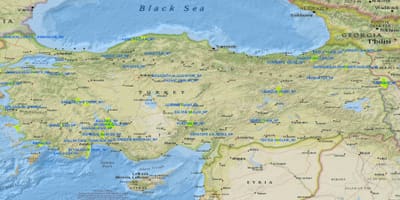 地図のトルコ国立公園