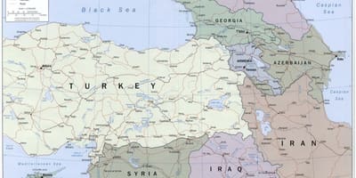 トルコ東部の地図