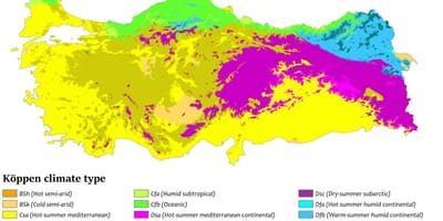 地図のトルコの気候
